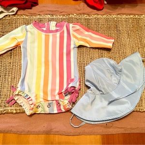 NWOT RuffleButts Infant Rainbow Suit Size 0-3M